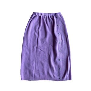 Pastelton Women's Sm Purple Lilac Wool Blend Knit Pencil Skirt Faux Button Up